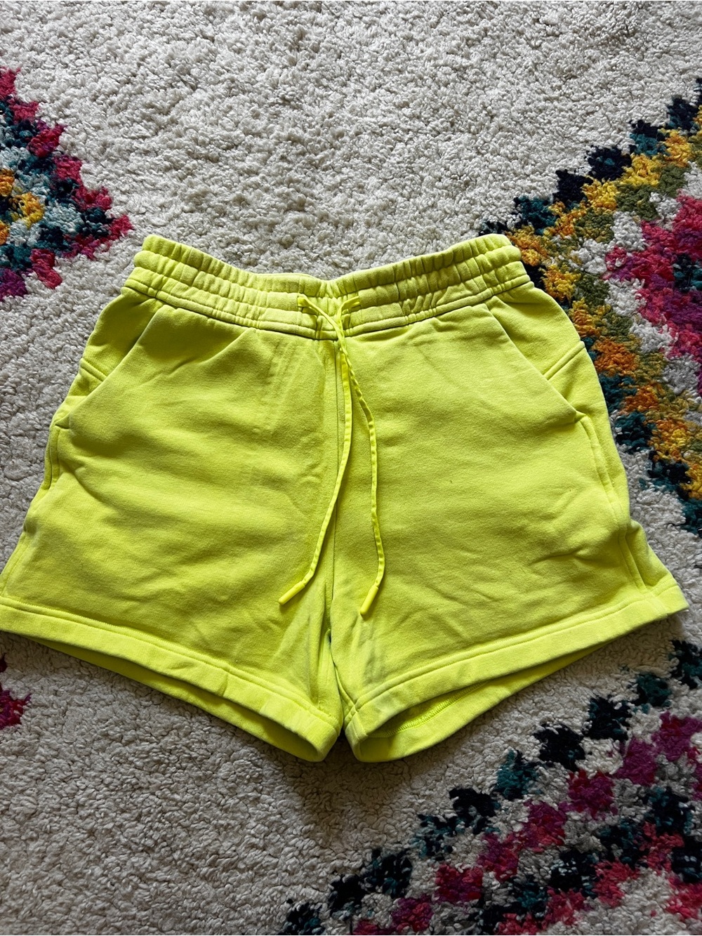 Lulu Lemon Neon Yellow Women's Drawstring Sweat Shorts